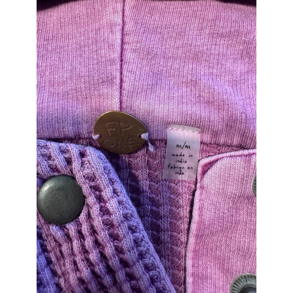 Free People Mason One Hoodie, Purple Waffle Knit, Size Medium - Picture 9 of 9